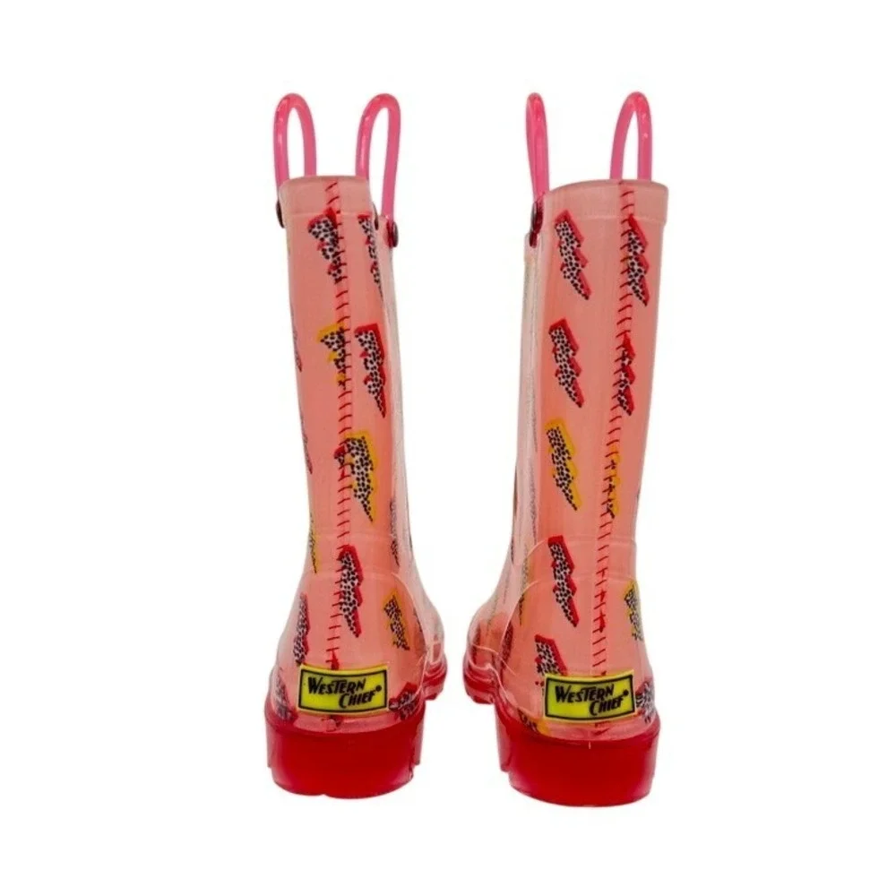 Western Chief Kids Pink Lightning‎ Rain Boots Toddler 13 Like New